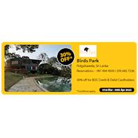  Get 30% Off at Birds Park with Bank of Ceylon Cards