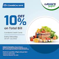 Get 10% off on total bill for commercial bank credit card at LAUGFS