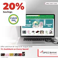 Enjoy 20% savings on the total bill at www.catchme.lk with DFCC Credit Cards!