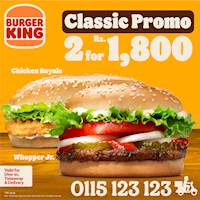  Classic Promo: Get a Chicken Royale and the Whopper Jr. for Rs. 1,800 at Burger King