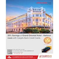 Enjoy 20% savings at Grand Oriental Hotel - Harbour room with your Cargills Bank Credit Cards
