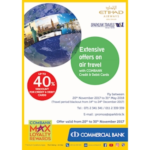 Extensive Offers on air travel with Combank Credit and Debit cards 