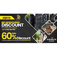 Enjoy upto 60% off with NSB Debit card at Amaara Sky Hotel, Kandy