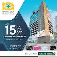 Enjoy up to 15% off on selected services at Nawaloka Hospitals for Amana Bank Debit Card