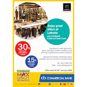 Enjoy great offers at Laksala with Combank Credit and Debit Cards 