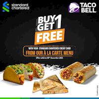 Buy 1 Get 1 Free on the À la carte Menu at Taco Bell with your Standard Chartered Credit Card TODAY!