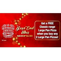 Get a FREE Classic range Large Pan Pizza when you buy any 2 Large Pan Pizzas at Pizza Hut