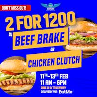 2 For 1200 Beef Brake or Chicken Clutch at Street Burger