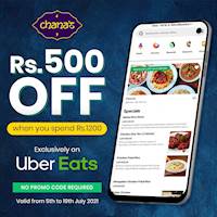 Get Rs.500/- off when you order from Chana's via UberEats