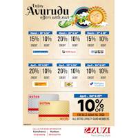 Up to 20% OFF on selected credit & debit cards at ZUZI showrooms for this Avurudu Season