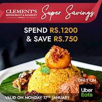 Spend Rs. 1200 and save Rs. 750 on Uber Eats from Clement's Restaurant & Banquet