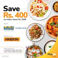 Enjoy exclusive card offers from Hatton National Bank when you order via PickMe Food
