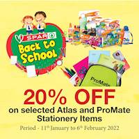 20% discount on selected Atlas and ProMate stationary items at SPAR