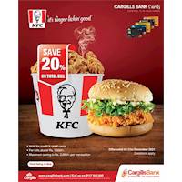 Save 20% Off with Cargills Bank Cards at KFC Sri Lanka