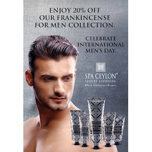 Enjoy 20% off on our Frankincense for Men Range from Spa Ceylon