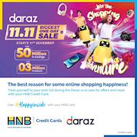 Get 10% off and enjoy interest free monthly installment plans up to 48 months at Daraz.lk for HNB Credit Card