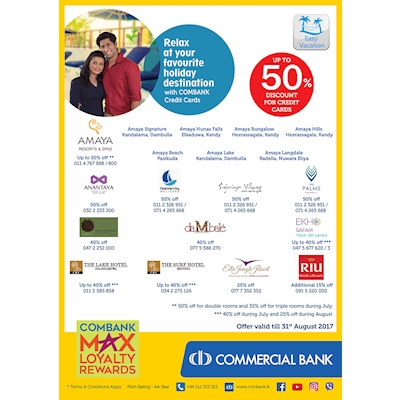 Relax at your favourite holiday destination with COMBANK Credit cards 