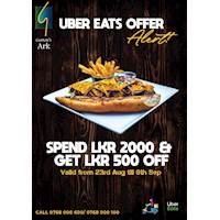Spend LKR 2000 and Get LKR 500 Off on Uber Eats from Garton's Ark