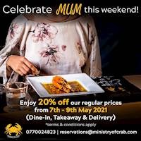 Enjoy 20% savings on all food and beverages at Ministry of Crab