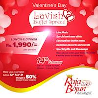  Lunch or Dinner Buffet on Valentine’s Day at Raja Bojun