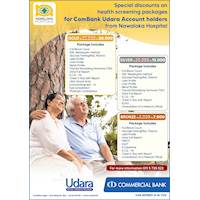 Special discounts on health screening packages for ComBank Udara Account holders from Nawaloka Hospital