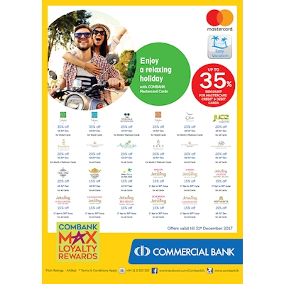 Enjoy a Relaxing Holiday with COMBANK Mastercard Cards at the following Hotels 