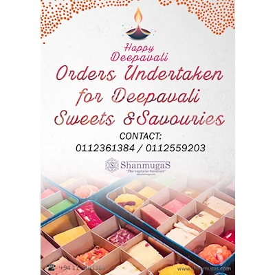 Celebrate this Diwali festive season with sweets & savouries from Shanmugas 