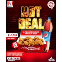 KFC 20PC Hot Drumlets and 1.5L Pepsi