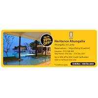 Up to 39% off for BOC Credit Cardholders valid on Full basis only at Heritance Ahungalla