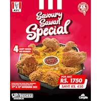 Enjoy Savoury Sawan, 4 crispy chicken and 4 hot drumlets at KFC