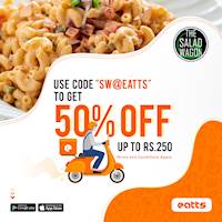 ⁣50% off up to Rs. 250 with The Salad Wagon via Eatts