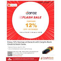 Enjoy 12% savings at www.daraz.lk when you shop with Cargills Bank Cards!
