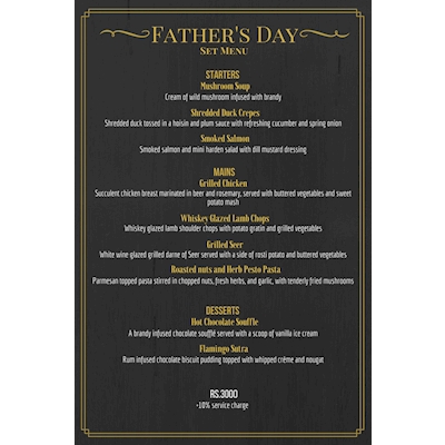 Special Set Menu just for the Dads to celebrate Father's Day this weekend!! from FLAMINGO HOUSE 