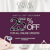 25% off on all Gold jewelry items at Ceylon Jewelry 