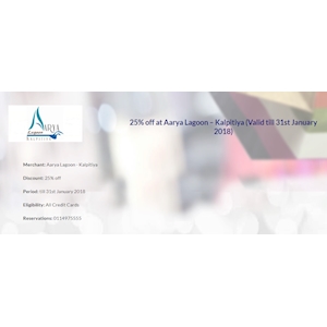 25% Off at Aarya Lagoon for HNB Cardholders 