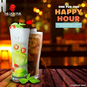 One for One Happy Hour at The Lion Pub
