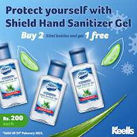 Buy two 50ml bottles of Shield Hand Sanitizer Gel and get 1 bottle absolutely free at Keells