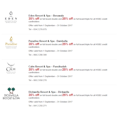 Enjoy up to 35% Off at these following resorts with your HSBC Credit Cards 