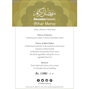 Ramadan Kareem Iftar Menu from The Barnesbury