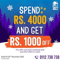 Spend Rs. 4000 and get Rs. 1000 OFF this Season at Taco Bell!