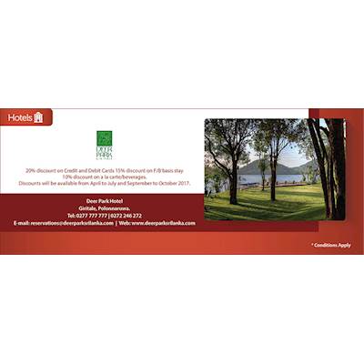 Get amazing Discounts from COMMERCIAL BANK Credit and Debit cards at DEER PARK HOTEL 