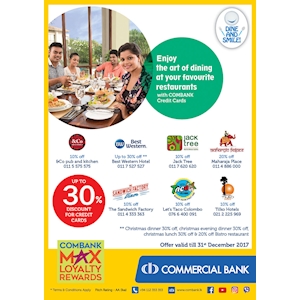 Up to 30% off for Combank Credit cards at the following restaurants 