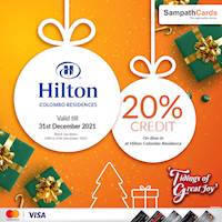 20% OFF on dine-in at Hilton Colombo Residence for Sampath Cards