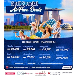 April Special Airfare Deals from Mackinnons Travels 