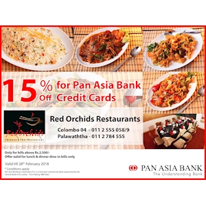 15% Off at Red Orchids Restaurants for Pan Asia Bank Credit Cardholders