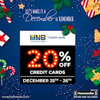 Enjoy Up To 20% OFF for HNB Credit Cards at Hameedia 