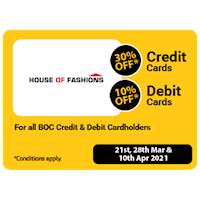 Get up to 30% Off for BOC Credit and Debit Cards at House of Fashion 