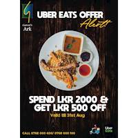 Spend LKR 2000 and Get LKR 500 Off on Uber Eats from Garton's Ark