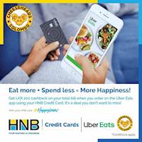 Get Rs. 200 Cashback on your Total Bill via UberEats order from cheesehead when you use your HNB Credit Card