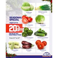 Enjoy super discounts up to 20% off on a range of vegetable items this season at all Arpico Supercentres and Dailys !!!